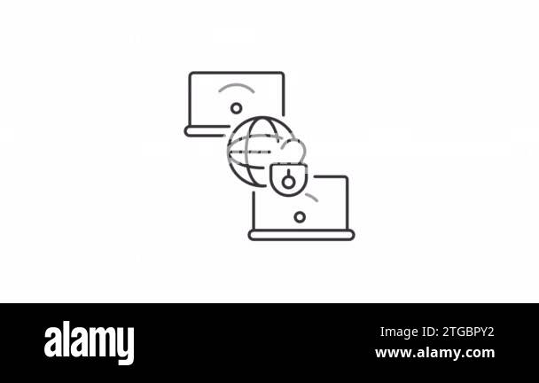 Animated private WAN linear icon. Cyber security technology. Safety on ...