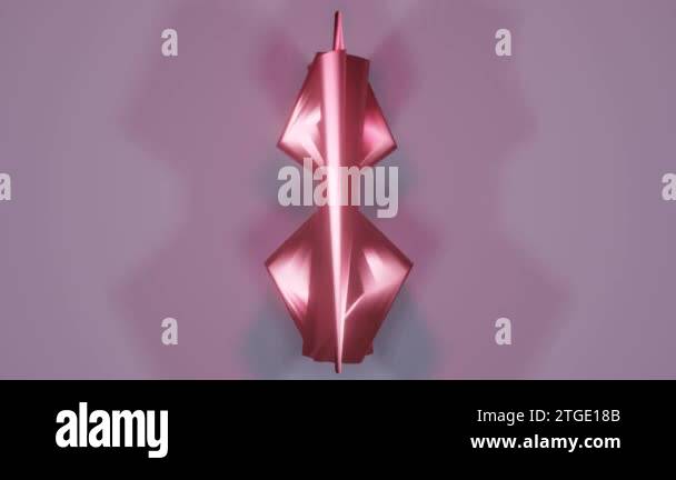 Red metallic abstract object, construction changes its shape, then ...