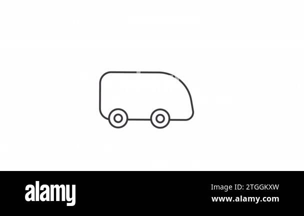Animated bus depot linear icon. Electric bus charging system. Efficient ...