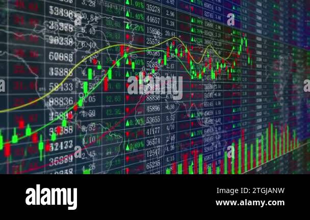 Stock market data chart K-line change trend chart Stock Video Footage ...