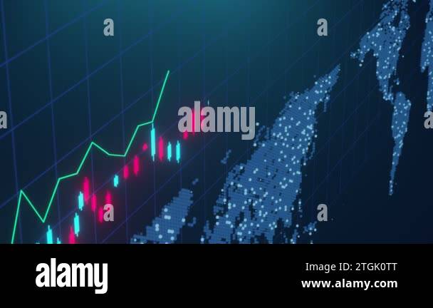 3D animation of stock market graphics. Cryptocurrency chart. High-tech ...