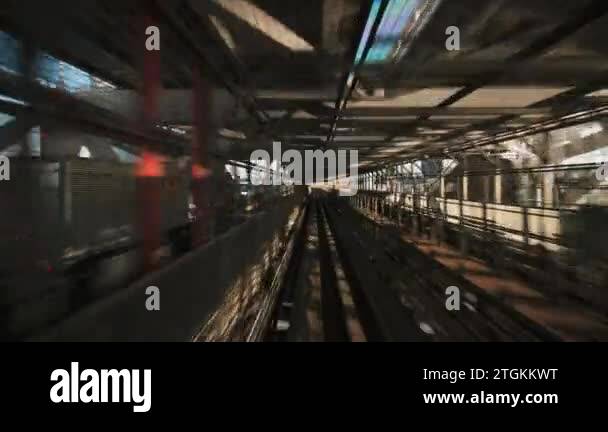 (Part 4 of 6) Point of view Yurikamome line automated train moving ...
