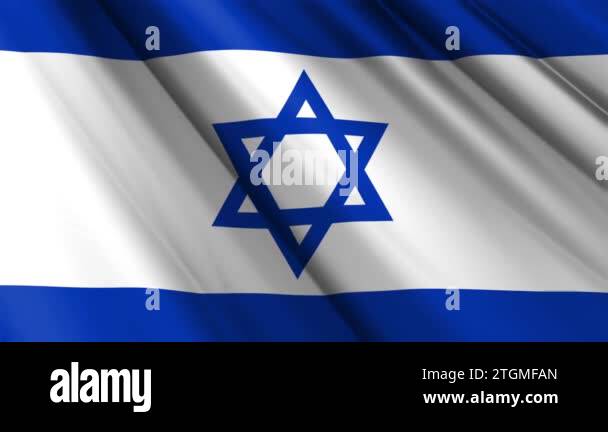 Close up realistic texture textile silk satin flag of Israel waving ...