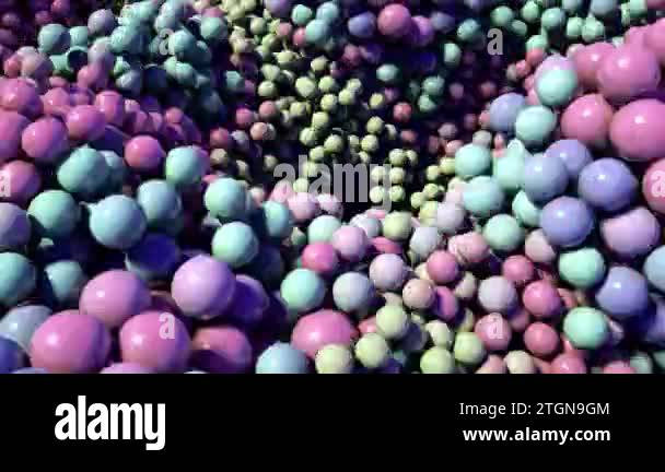 3D abstract motion scene. 4K animation background colorful balls ...