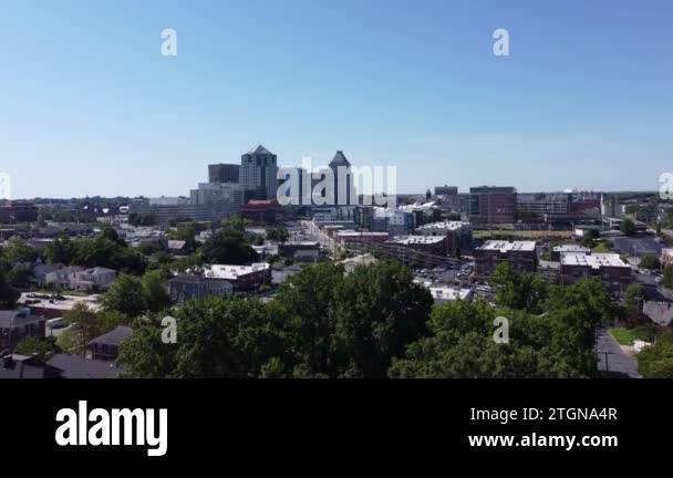 An aerial view of Greensboro in North Carolina, the USA Stock Video ...