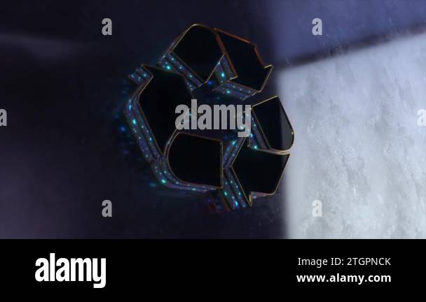 3D Golden Blue Shiny Recycling Symbol Animation Abstract Background 4K ...