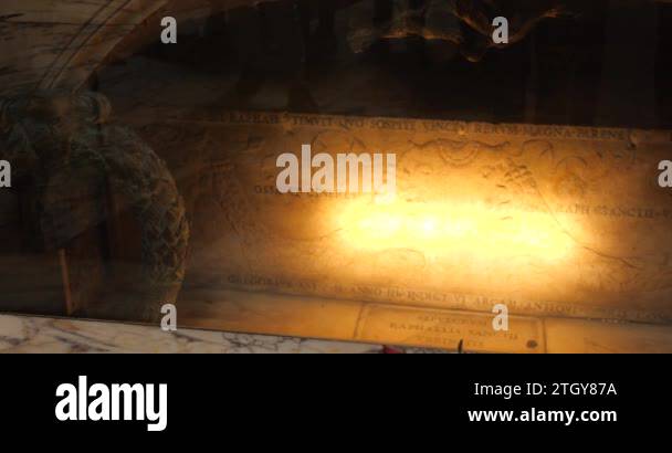 Illuminated Tomb Of Painter Raphael Inside The Ancient Roman Temple ...