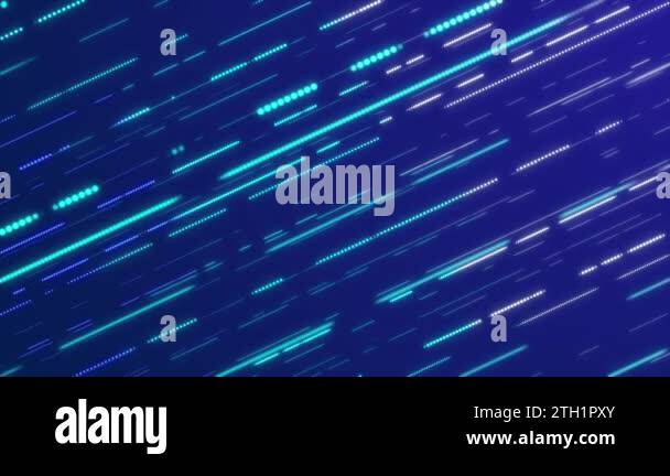 Glowing neon lines and dashed lines and dots gently moving diagonally ...