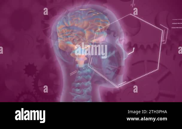 Animation of chemical formula and data processing over digital brain ...