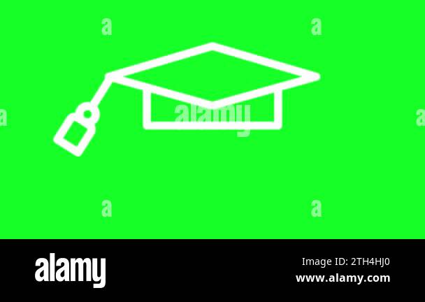 Animated mortarboard white line icon. Graduation. Academic cap. Loop HD ...