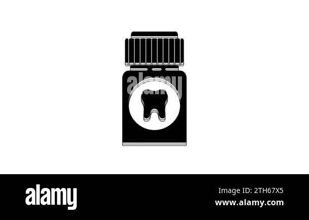Black Toothache painkiller tablet icon isolated on white background ...