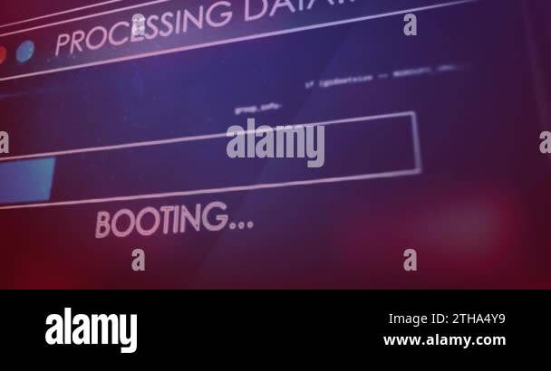Animation of computer data loading with programming language on screen ...