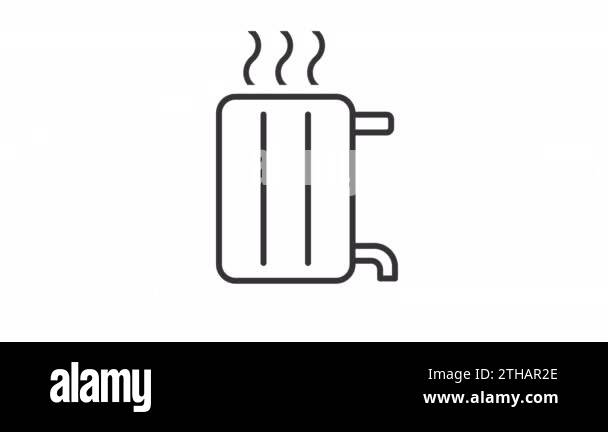 Animated radiator linear icon. Heating system for home. Temperature ...