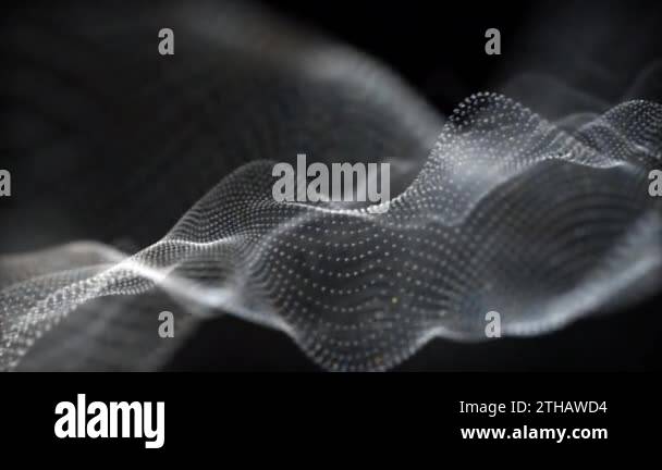 Abstract mesh black and white digital particles wave flow for ...