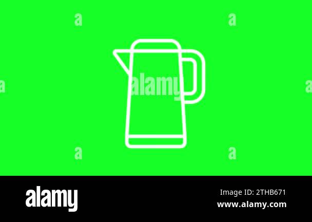 Animated teapot white line icon. Smart kettle. Wireless connection ...