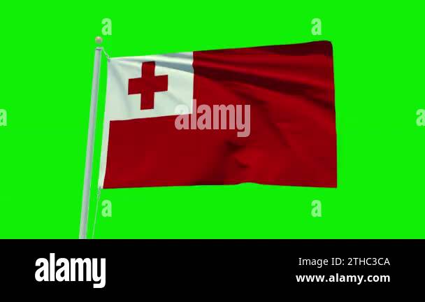 Seamless loop animation of the Tonga flag on a green screen background ...