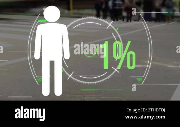 Animation of person icon and percent over scope scanning and people ...