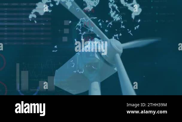 Animation of graphs, charts with data processing on digital interface ...