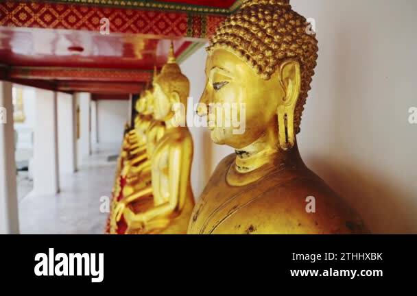 Close Up Gold Leaf Buddha Statues in Bangkok, Thailand at Buddhist ...