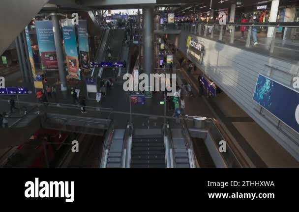 March 10, 2022. Berlin. Germany. Main station interior and trains ...