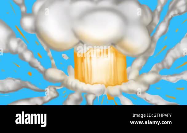 Explosive Loading Animation Cartoon powerful explosion with a mushroom of smoke on a blue screen ...