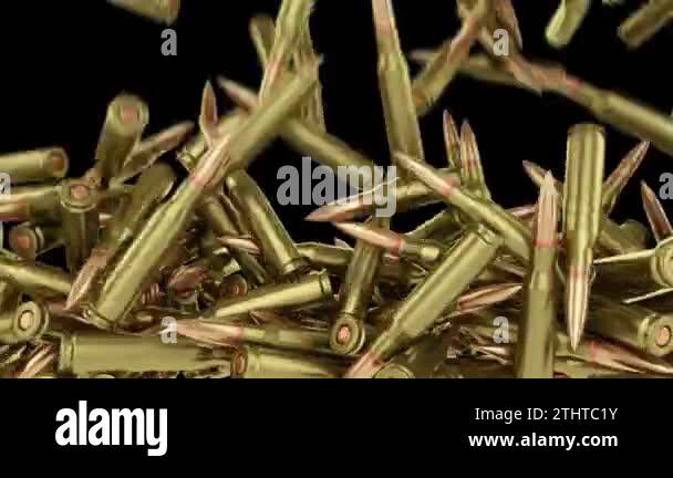 Falling bullets on a transparent background. 4k animation Stock Video ...