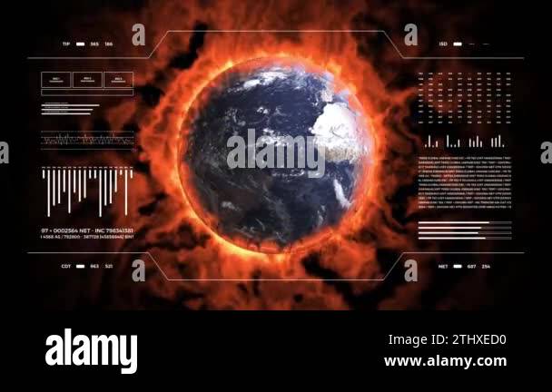 Climate changes analysis. Digital interface with animated infographics ...