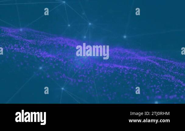 Purple spots over a network of connections on a black background ...