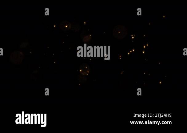 Loop flickering glittering gold star particles flow on black abstract ...