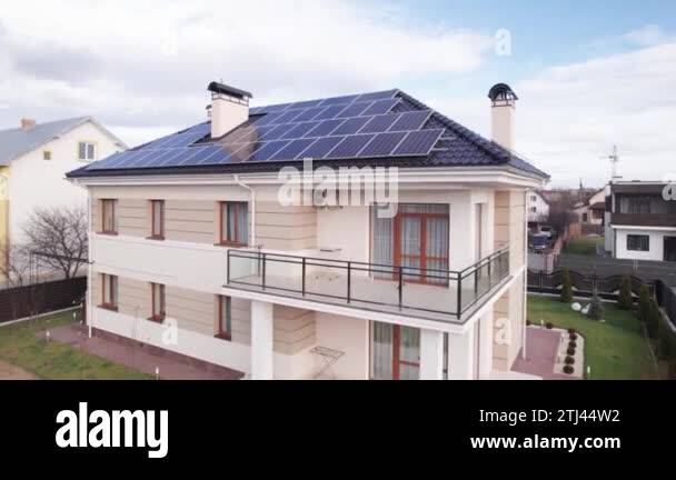 House Latest Module Video footage of modern house with solar panel modules for generating ...
