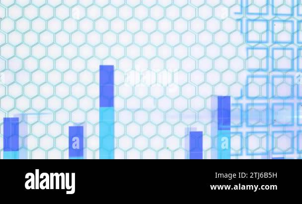 Animation of world map with graph and light trails over hexagons on ...