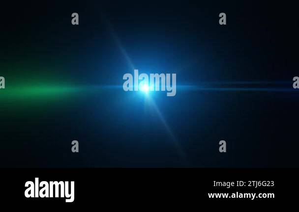 Abstract glow blue green star optical lens flares light streaks shine ...