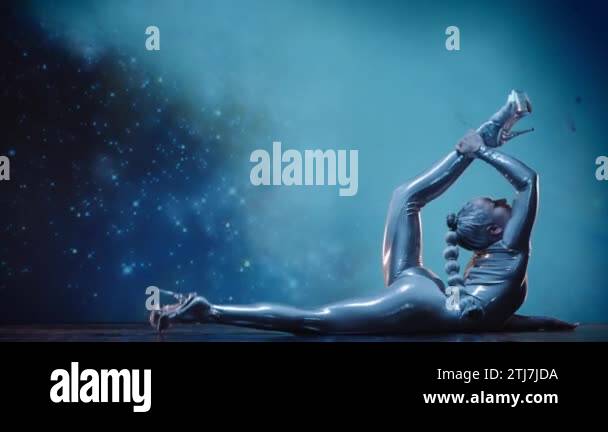 Flexible Woman Contortionist Wearing Shiny Outfit and High Heels ...
