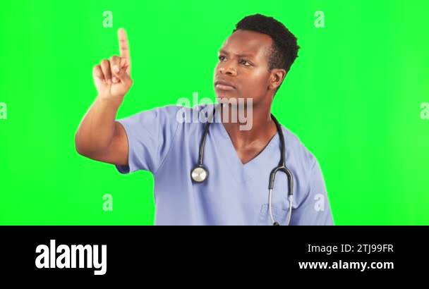 Doctor Invisible Doctor, invisible and man gesture on a green screen isolated on a ...