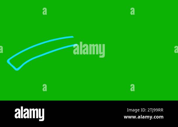 Animated linear symbol of arrow is drawn. Hand drawn blue arrow points ...