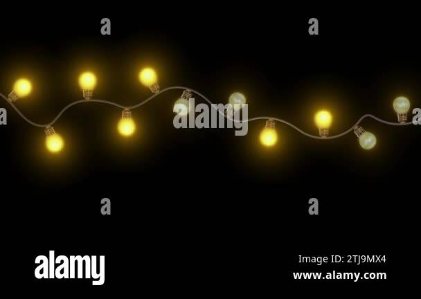 3d Beautiful light bulb string flashing Blinking lights. party, Merry ...