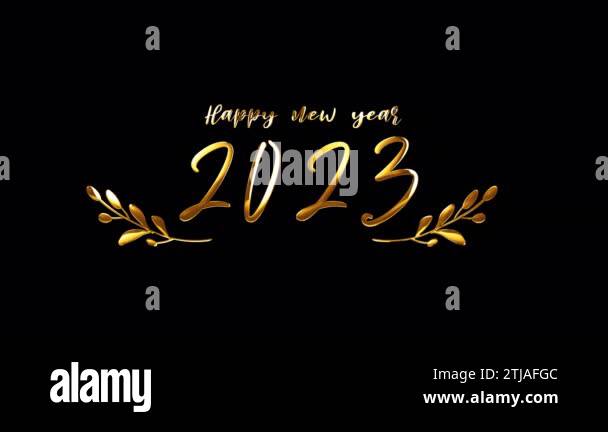 2023 Happy New Year golden text with light motion animation element ...