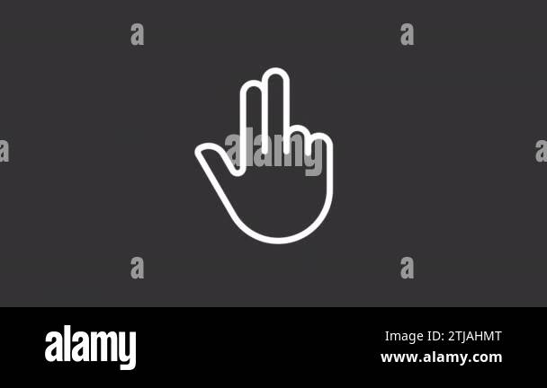 Animated two fingers white line icon. Double touch control. Touchscreen ...