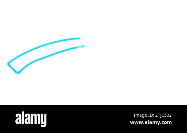 Animated linear symbol of arrow is drawn. Hand drawn blue arrow points ...