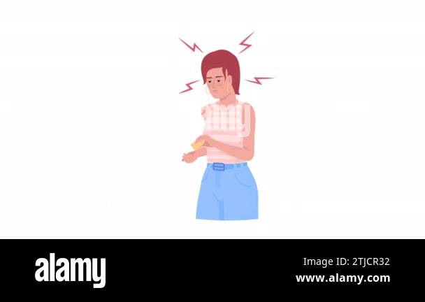 Animated Character With Migraine Acute Headache Treatment With Pill Animated Character With Migraine Acute Headache Treatment With Pill