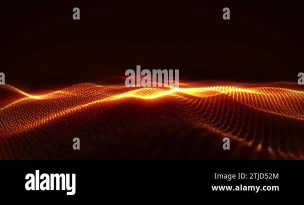Motion abstract orange digital waves and particles; technology ...