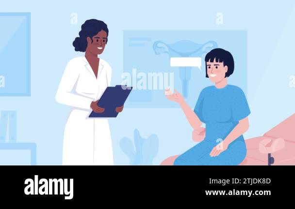 Animated gynecology illustration. Medical consultation. Gynecologist ...