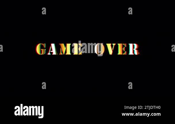 Loop Game Over glitch gold text effect illustration on Black Background ...