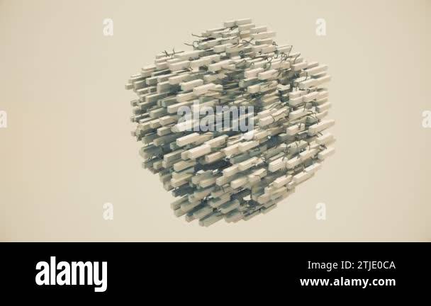 Abstract animation featuring rectangular shapes entangled in a wire ...