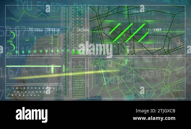 Animation of lines, graphs, circles, navigation pattern, trading board ...