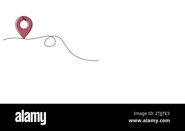 animated single line drawing of abstract travel route with location ...