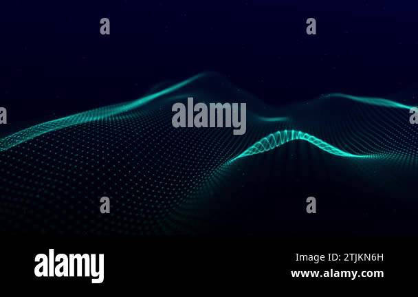 Dynamic wave of glowing particles. Data flow information. Concept of ...