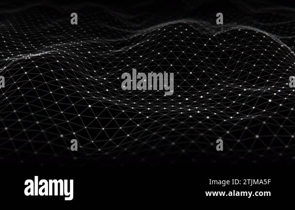 Digital dynamic network of white dots connected by lines. Abstract ...