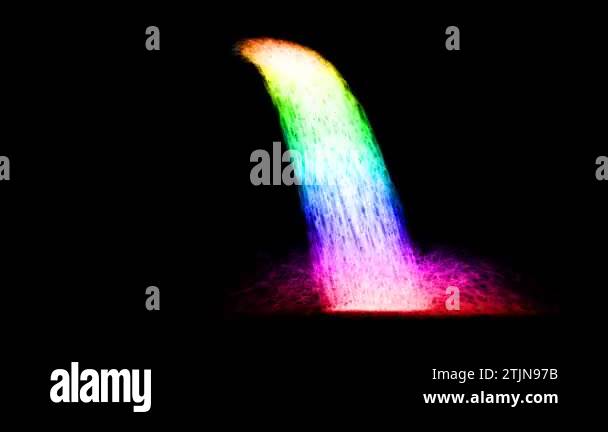 Rainbow Waterfall Effect Pure White Of Water On The Black Screen Stock