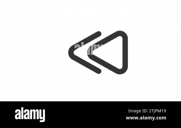 Animated fast backwards line ui icon. Multimedia player. Seamless loop ...